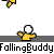 Animated sequence of yellow cartoon figures with white heads falling and interacting against a gray background, repeating 'FallingBuddy' text.