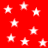 Red background with scattered white stars, one gray square in bottom-right corner; no visible animation changes across observations.