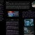 A static pixelated image showing a grid of dark rectangular panels with a small colorful square in the center left and a light blue square in the bottom right.