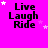 nine identical 'Live Laugh Ride' text icons on a bright pink background with scattered white and light purple stars