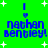 Green background with white stars, blue text reading 'nathan bentley!' and a heart symbol above the text, displayed in four identical quadrants.