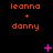 Orange text 'leanna + danny' on black background with animated pink star and X symbols appearing in different positions across frames.