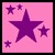 Four pixelated star-themed with pink and purple color variations, each containing a large central star surrounded by smaller stars on solid backgrounds