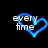 Blue neon heart outline with white text inside on black background; three distinct text phrases visible across frames.