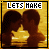 Animated contact sheet of six pixelated frames showing a couple kissing with text and heart symbols changing across frames on a yellow background.