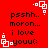 Red background with black text reading 'pssh.. moron... i love youu:' and white square corner decorations in four corners.