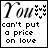 25 identical square displaying the text "You can't put a price on love" with variations in color and small heart symbols
