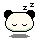 Pixel art panda head with closed eyes and three 'Z' symbols above, showing subtle animation changes in ear position and shadow placement.