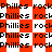 Pixelated text and orange diamond shapes repeat in a pattern with alternating black-and-white background squares