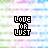 Two identical pixelated text icons display 'LOVE OR LUST' in white block letters on black backgrounds, set against a multicolored striped backdrop.
