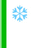 Blue pixelated snowflake on white background with green vertical bar; red text 'Merry' and 'Christmas!' appears sequentially.