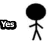 Black stick figure with large round head stands beside text reading "Yes" and "This is my boyfriend", then shifts to face forward with text "You jealous".