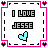 Two side-by-side pixel art buddy icons with pink and cyan borders displaying "I LOVE JESSE" text and heart symbols in different color schemes.