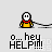 Pixel art animation of two characters in a tug-of-war, one with white skull face and yellow shirt, the other brown hair and red top, alternating between 'o...hey HELP!!!' text and speech bubbles.