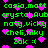 Pixelated green text and pink hearts on black background, repeating names and 'Zak :(' with scattered heart shapes.