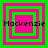 Four identical square display layered pink and green borders with "Mackenzie" text overlaid on a bright green background