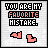 A contact sheet of five pixel art frames showing the phrase "YOU ARE MY FAVORITE MISTAKE." with color variations in text and running stick figures, each frame displaying a different color scheme for text and figures against a light gray background.