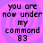 Pixelated text reads "you are now under my command 83" on a purple spiral background, repeated in a