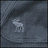Gray fabric texture with a white moose silhouette on the upper left, two buttons visible below, and a light gray rectangular area in the lower right.