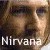 A 3x3 contact sheet of seven animated frames showing a close-up of a person's face with the word "Nirvana" overlaid in white text, displayed on a gray background.