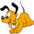 Animated contact sheet of Pluto the dog in three distinct poses with visible motion differences across frames.