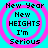 Four identical pixelated icons arranged in a , each with cyan background and pink concentric circles surrounding black text reading "New Year New HEIGHTS I'm Serious"