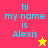 Four display 'hi my name is Alexis' text with a star symbol; top-left and bottom-left show star changes from yellow to pink