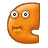 A 3x2 contact sheet of six orange cartoon character frames with varying facial expressions and mouth positions on a gray background.