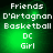 Green pixelated background with white text reading 'Friends D'Artagnan Basketball DC Girl', two identical side-by-side