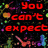 Red pixelated text on a dark, colorful, abstract background with a solid gray rectangle on the right side.