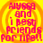 A bright yellow background with orange concentric circles and pink text reading 'Alyssa and I best friends for life!!' in a pixelated style.