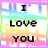 Two side-by-side static images display "I LOVE YOU" text over rainbow gradient backgrounds with pixelated patterns.