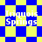 Blue and yellow checkered background with white text reading "Iriquois Springs" in four distinct arrangements across the image.
