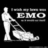 Pixelated grayscale icon shows a standing figure holding a large object with a curved shape, next to bold text reading "EMO" on a black background.