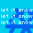 Blue snowflake icons with white text 'let it snow' repeated on a light blue background, arranged in four quadrants.