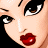 Pixelated cartoon face with red lips and green text reading Original Icons .com on a dark background.