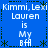 Blue background with white text reading "Kimmi, Lexi Lauren is My BFF" in four identical quadrants surrounded by black dotted and dashed borders.