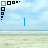 Animated beach scene with blue sky, ocean waves, and text elements changing across frames.
