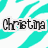 Pixelated turquoise and white zebra stripes with a gray square overlay; the name 'Christina' appears in black pixelated text on a light background.