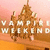 Pixelated image of a brown eagle with outstretched wings against a pink and orange gradient background, with overlaid text reading "VAMPIRI WEEKEND" and "No Kansas bald eagle".
