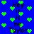Blue background with green pixelated hearts and repeated black text reading "Hey it is me Taylor" in a pattern