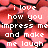 Pixelated text on a pink floral background with gray lower-right corner.