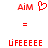 Red pixelated text and symbols on white background, with two variations showing a heart symbol and a repeated letter sequence.