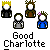 Pixel art avatar set with multiple character poses and text 'Good Charlotte' on gray background.