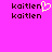 Pixelated text 'kaitlen' appears in dark brown on bright pink background with a yellow heart symbol replacing the letter 'i' in one instance.