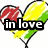 A heart-shaped icon with red, yellow, and green sections contains text reading "in love" on the left side and "with bri lynch" on the bottom.