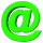 Green @ symbols in various 3D orientations on a gray background, displayed in a