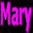 A contact sheet of 10 animated frames showing repeated pink text "Mary" on a black background with a gray transparency indicator.
