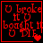 Red pixelated text on black background with four heart symbols in different positions across frames.