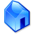 Pixelated blue diamond-shaped icon with gradient shading, featuring a dark blue rectangular cutout on the right side, set against a light gray background.